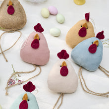 Load image into Gallery viewer, Hanging dec - Easter hens with long legs
