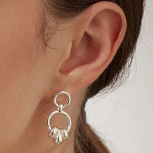 Load image into Gallery viewer, Beaded two tier hoops - silver
