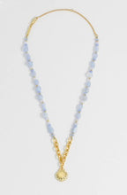 Load image into Gallery viewer, Blue agate seashell charm necklace - gold
