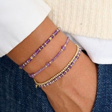 Load image into Gallery viewer, Bluebell gold & amethyst stretch bracelet