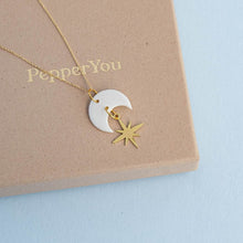 Load image into Gallery viewer, Celestial star gold necklace - midnight black