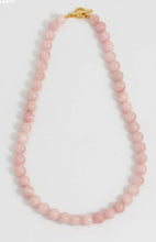 Load image into Gallery viewer, Chunky pink gemstone T-bar necklace - gold