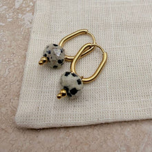 Load image into Gallery viewer, Everyday oval dalmatian jasper earrings
