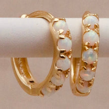 Load image into Gallery viewer, Opal huggie hoops - gold
