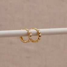 Load image into Gallery viewer, Opal huggie hoops - gold