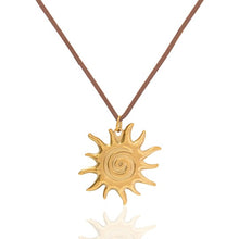 Load image into Gallery viewer, Gold solar cord necklace - light brown