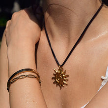 Load image into Gallery viewer, Gold solar cord necklace - light brown
