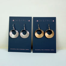 Load image into Gallery viewer, Hammered curl earrings - silver & gold