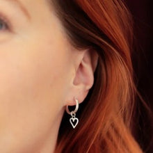 Load image into Gallery viewer, Heart huggie hoops