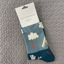Load image into Gallery viewer, Cricket scene socks - teal