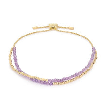Load image into Gallery viewer, Juniper gold & amethyst double strand bracelet