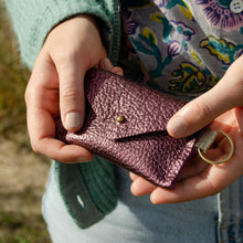Load image into Gallery viewer, Leather keyring card holder - various colours