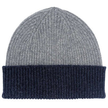 Load image into Gallery viewer, Lambswool beanie - grey/navy