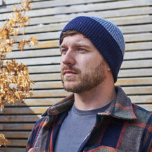 Load image into Gallery viewer, Lambswool beanie - grey/navy