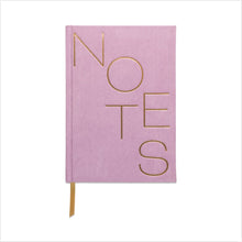 Load image into Gallery viewer, Hard cover suede cloth journal - 'notes' - lilac