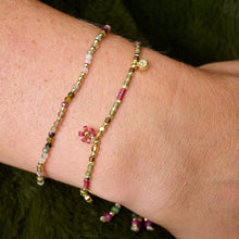 Load image into Gallery viewer, Rania red & green gold beaded bracelet