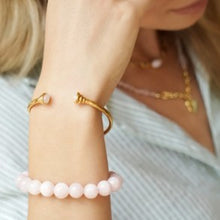 Load image into Gallery viewer, Cabochon open bangle - rose quartz