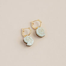Load image into Gallery viewer, Shell hoop earrings - pearly mint - gold