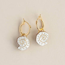 Load image into Gallery viewer, Shell hoop earrings - pearly mint - gold