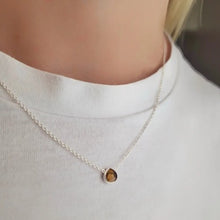 Load image into Gallery viewer, Tigers eye tear drop stone necklace - silver
