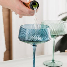 Load image into Gallery viewer, Twist champagne coupes - set of 2 - blue/green