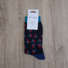 Load image into Gallery viewer, Geometrico bamboo geometric socks - dusty blue