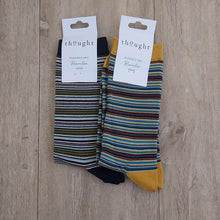 Load image into Gallery viewer, Michele bamboo striped socks - mustard yellow