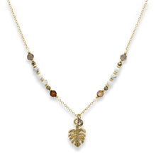Load image into Gallery viewer, Monstera leaf gemstone pendant necklace