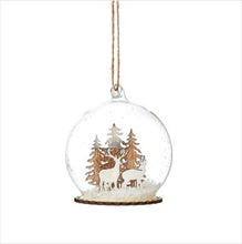 Load image into Gallery viewer, Stags in snow mini dome Xmas bauble