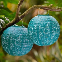 Load image into Gallery viewer, Boho outdoor solar lanterns - various colours