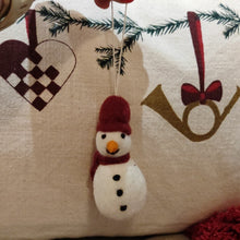 Load image into Gallery viewer, Christmas dec - snowman with scarf - red
