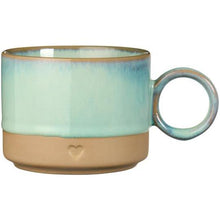 Load image into Gallery viewer, Mug with heart motif - light green edge
