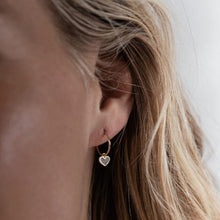 Load image into Gallery viewer, Latte eve heart huggie earrings
