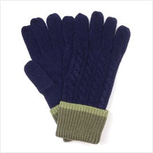 Load image into Gallery viewer, Matty knit gloves - navy &amp; khaki
