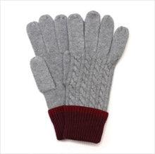Load image into Gallery viewer, Matty knit gloves - grey &amp; burgundy
