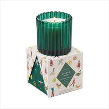 Load image into Gallery viewer, Christmas ribbed glass candle - balsam fir
