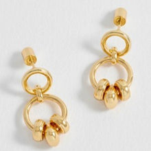 Load image into Gallery viewer, Beaded two tier hoops - gold
