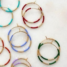 Load image into Gallery viewer, Beaded hoop earrings - various colours
