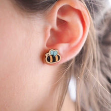 Load image into Gallery viewer, Wooden earrings - bee
