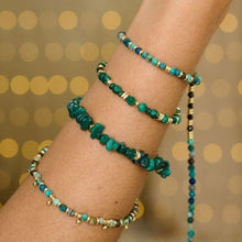 Load image into Gallery viewer, Bliss gold &amp; malachite gemstone bead bracelet SS
