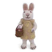 Load image into Gallery viewer, Hanging dec - white bunny with yellow dress &amp; egg basket
