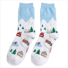 Load image into Gallery viewer, Christmas village socks - blue
