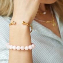 Load image into Gallery viewer, Chunky pink gemstone T-bar necklace - gold

