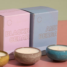 Load image into Gallery viewer, Contemporary kiln tea lights - blackberry &amp; cedarwood
