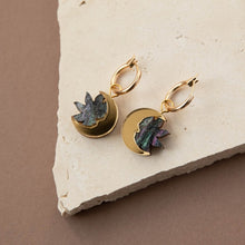 Load image into Gallery viewer, Daydream sun &amp; moon hoop earrings - merlot red &amp; gold
