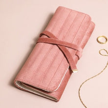 Load image into Gallery viewer, Velvet jewellery roll - dusky pink
