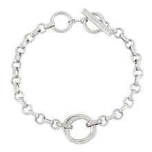 Load image into Gallery viewer, Molten ring pave T-bar bracelet - silver
