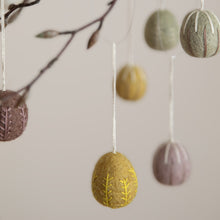 Load image into Gallery viewer, Eggs with garland embroidery - clay colours - set of 3
