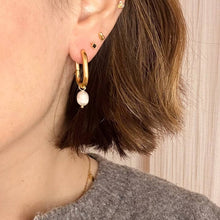 Load image into Gallery viewer, Everyday pearl drop hoop earrings
