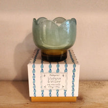 Load image into Gallery viewer, Tulip glass candle - blue &amp; ochre - wisteria &amp; willow
